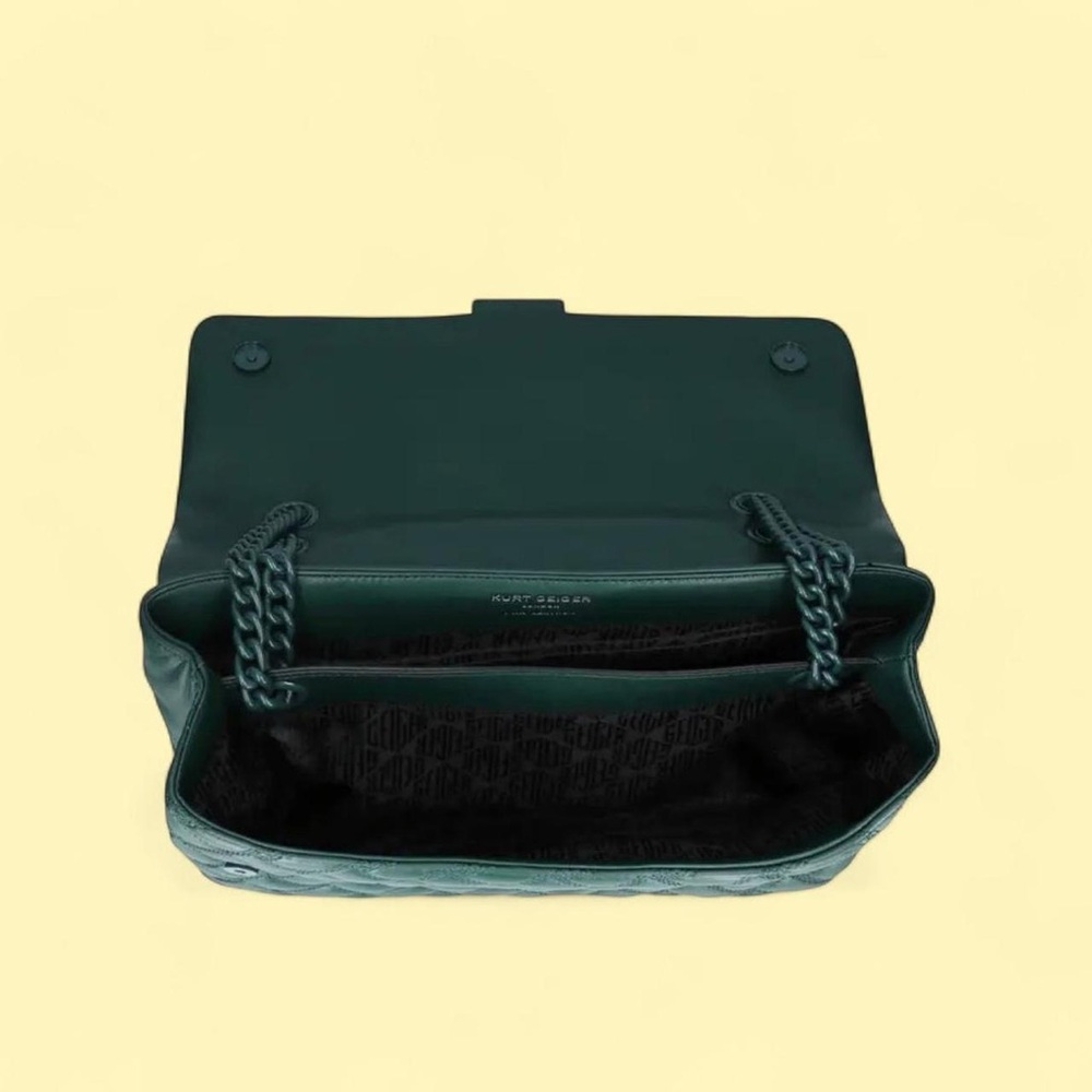 Kurt Geiger Emerald Green Quilted Chain-Handle Shoulder Bag - Picture 3 of 16